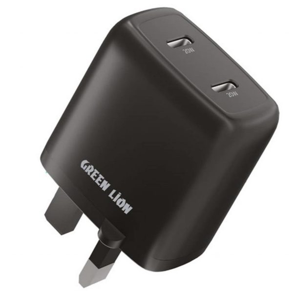 Green Dual Port USB-C Wall Charger 40W