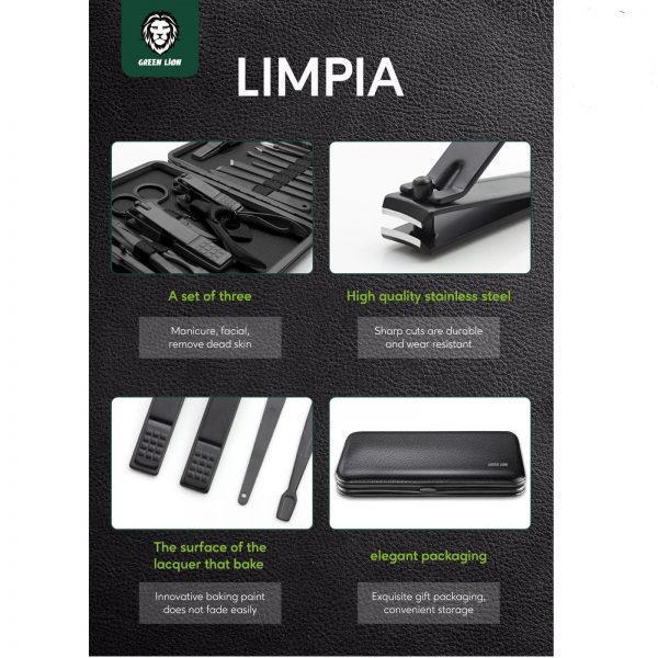 Green Limpia Manicure Kit 15 in 1