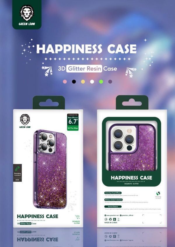 Green Lion Happiness 3D Glitter Resin Case