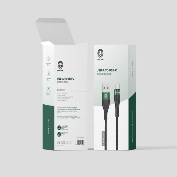 Green braided cable تایپ سی