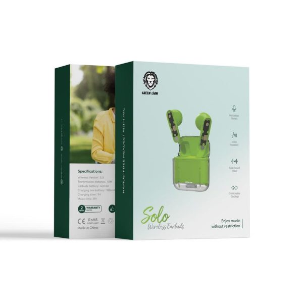 Green sola wireless earbuds