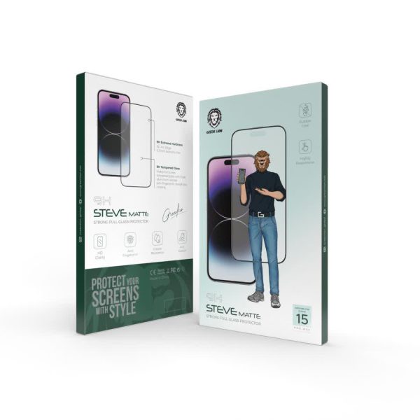 Green 9H Steve Matte Strong Full Glass Protector15pro/15promax