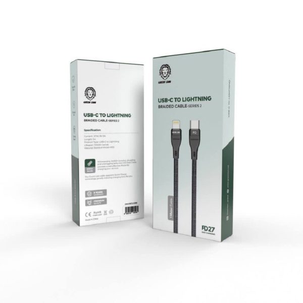 سیم شارژ تایپ سی به تایپ سی سری 2 گرین Green usb-c to usb-c braided cable- series 2