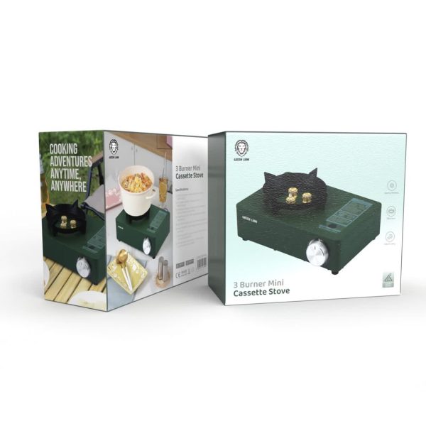 Green 3 burner mini cassette stove