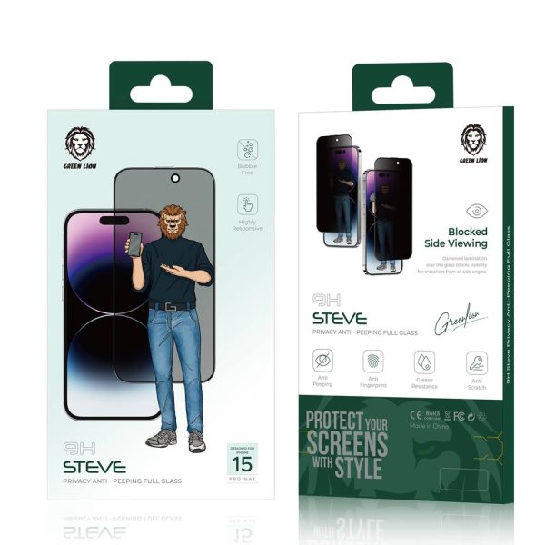 Green 9H Steve Privacy Glass 15/15pro/15plus/15promax