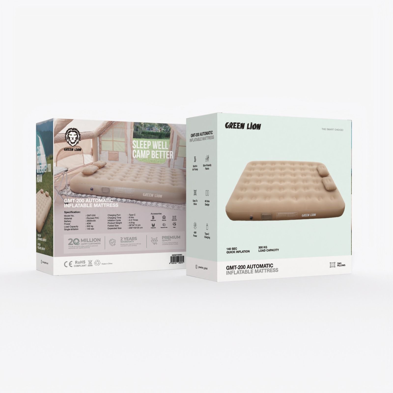 e9494a84-013b-4858-93b9-ee21484d98bb Green GMT-200 Automatic Inflatable Mattress