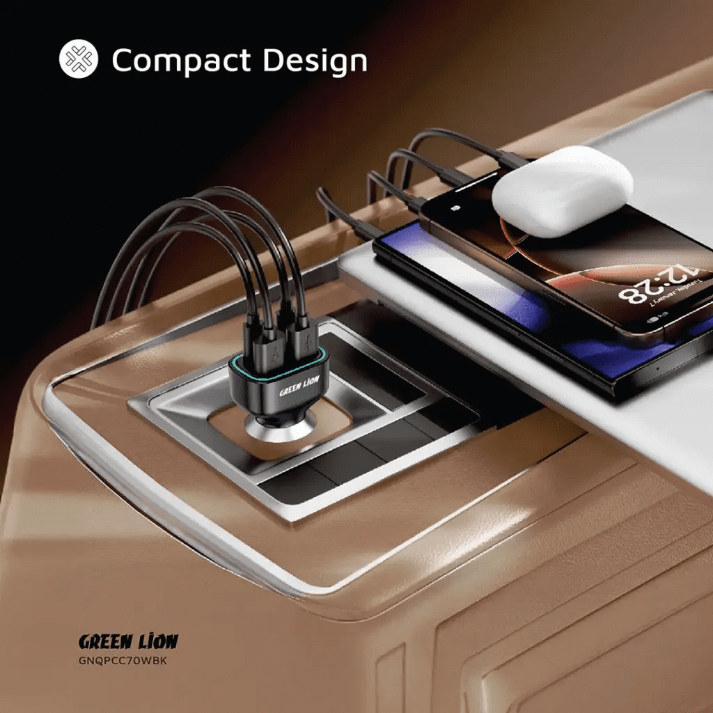 Green Lion Quad Port 70W Car Charger - Black (2) قیمت Green Lion Quad Port 70W Car Charger