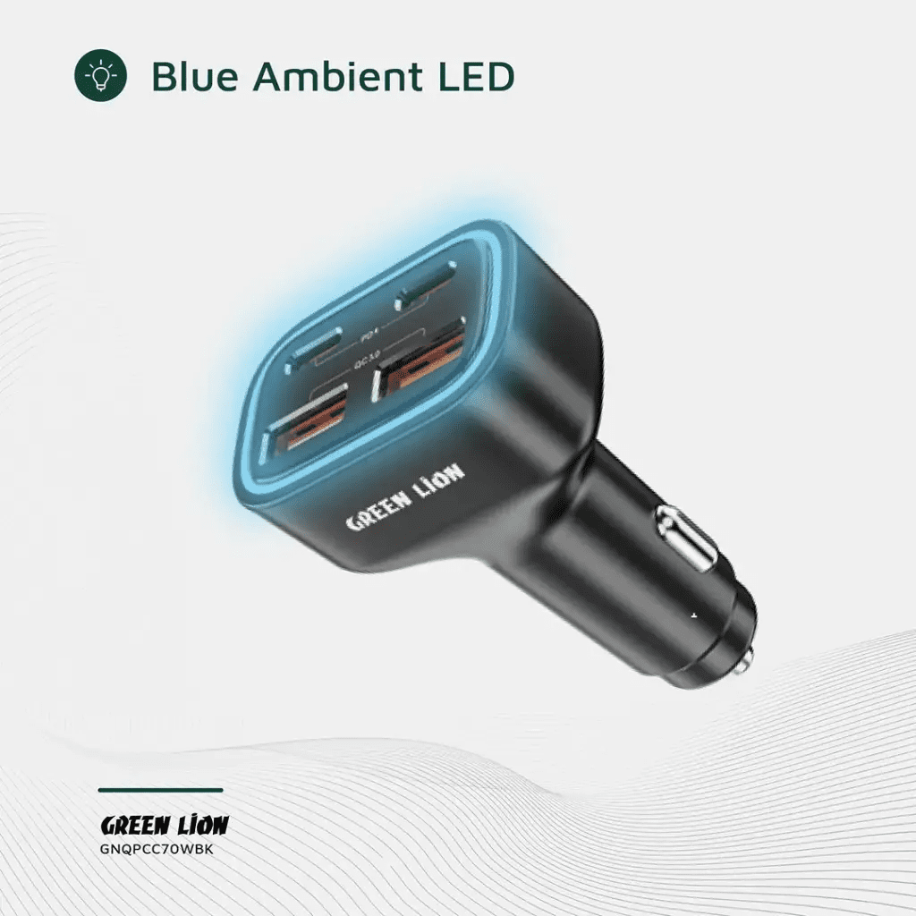 Green Lion Quad Port 70W Car Charger - Black (4) قیمت Green Lion Quad Port 70W Car Charger