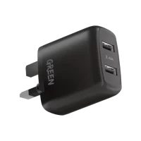 Green Dual USB Port Wall Charger 12W