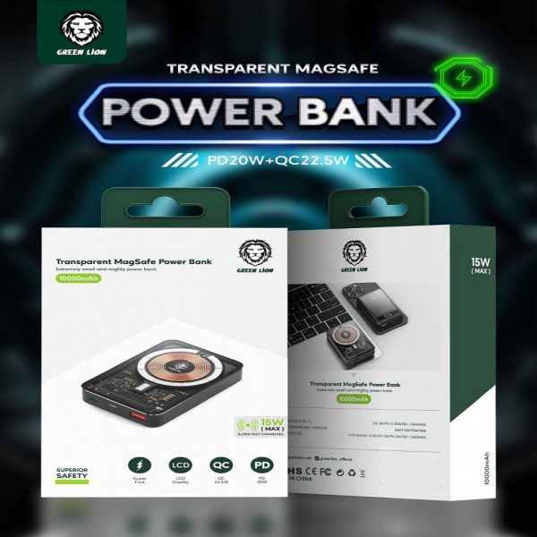MagsafeGreen Power Bank Transparent