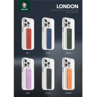 قاب باریک هیبریدی با بند الاستیک آیفون Green London Slim Hybrid Case with Elastic Grip Band iPhone 14pro/14promax