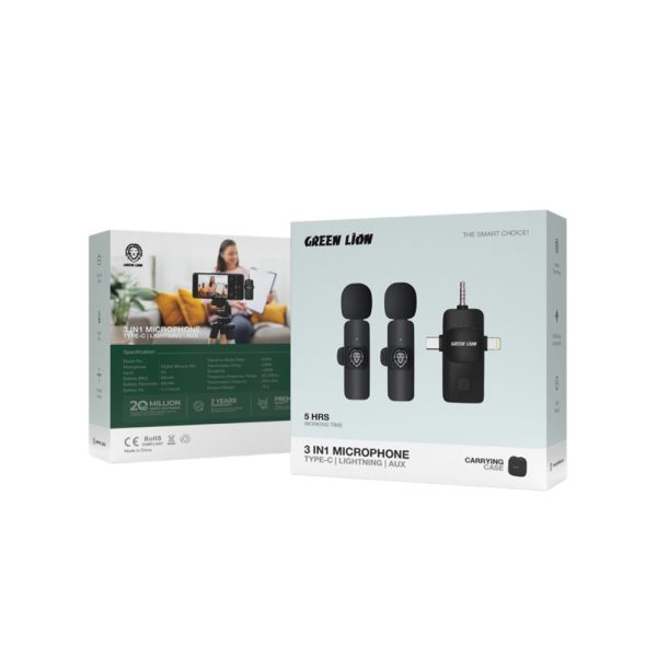 میکروفون 3در1 Type-C/Lightning/Aux گرین
