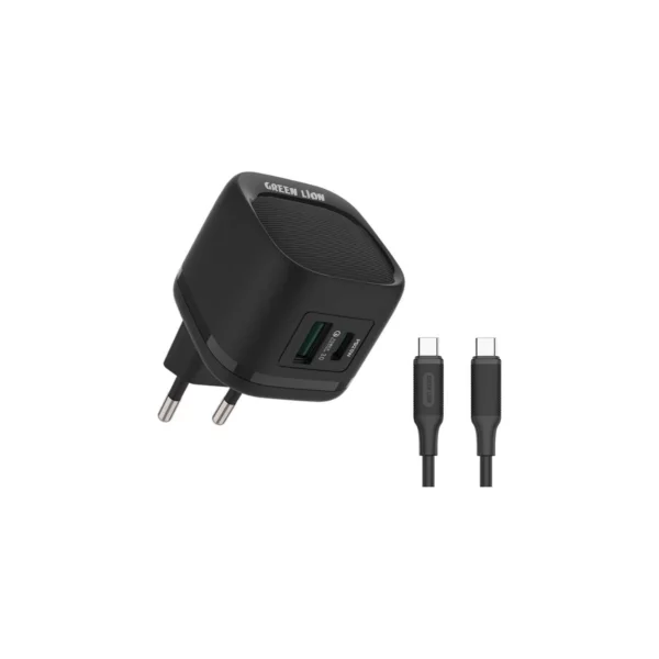 شارژر دیواری PD20W+QC با کابل USB-C به USB-C گرین Green PD20W+QC Wall Charger With USB-C To USB-C Cable