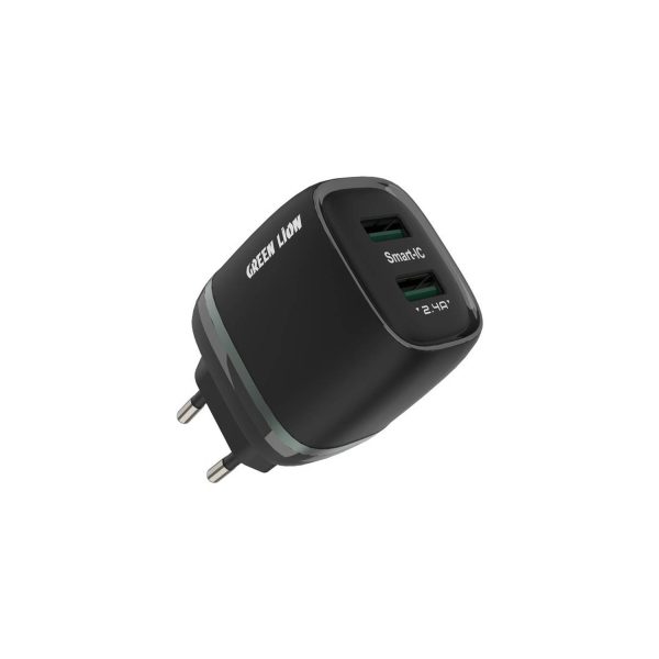 سر شارژ دوپورت 12واتی گرین Green Dual USB 12W Wall Charger GL-W24B