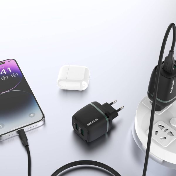 سر شارژ دوپورت 12واتی گرین لاین Green Lion Dual USB 12W Wall Charger GL-W24B