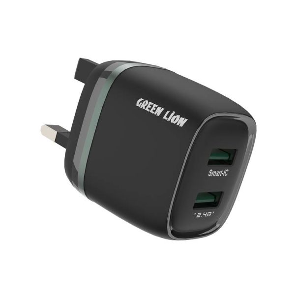 شارژر دیواری دوپورت 12واتی گرین Green Dual USB 12W Wall Charger GN2USBUK12BK