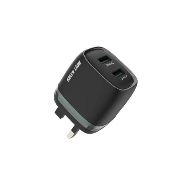 Green Dual USB 12W Wall Charger