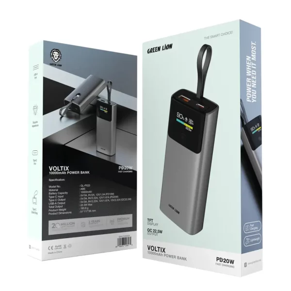 Green Voltix 10000mAh Power Bank PD20W