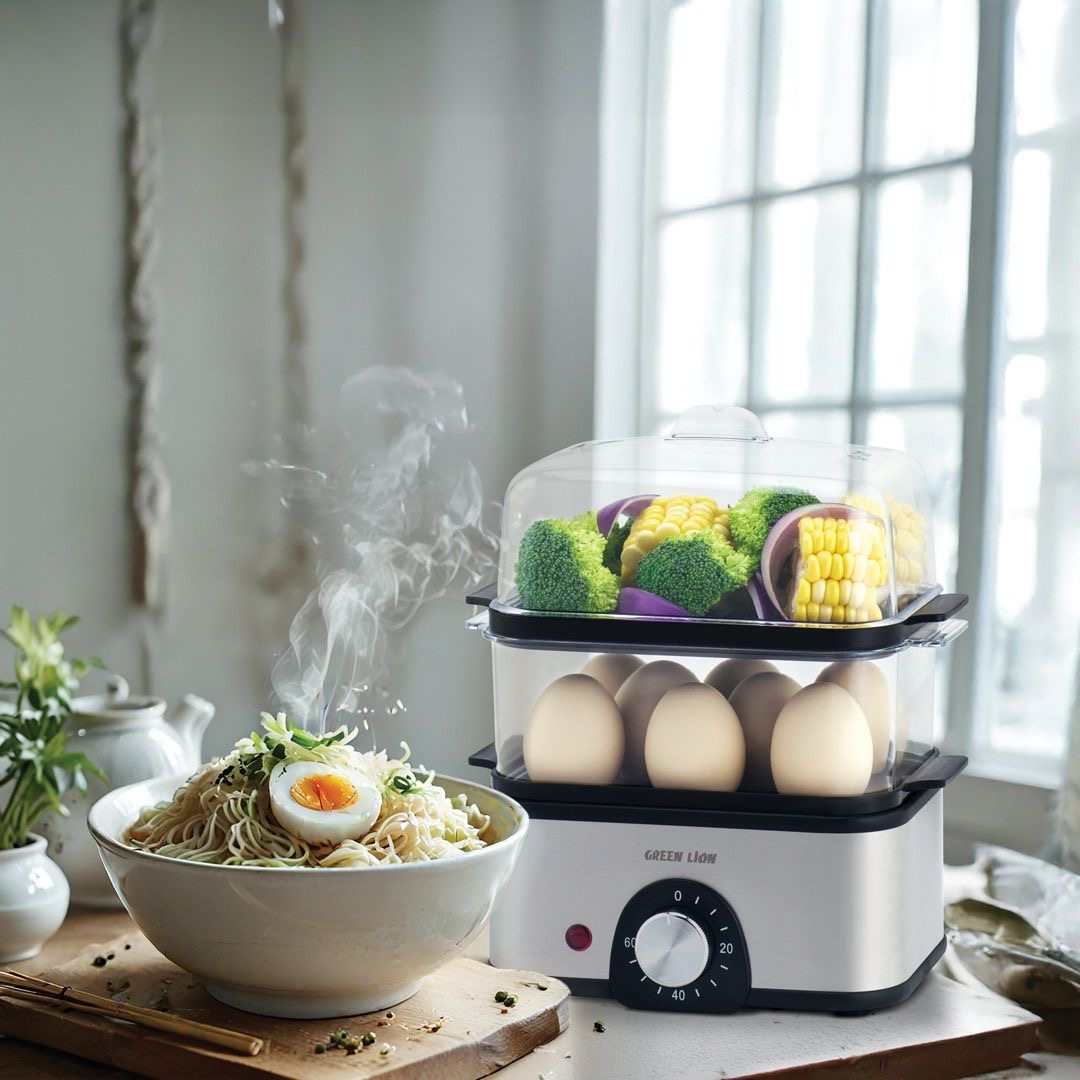 تخم مرغ پز 3 طبقه | بخارپز سبزیجات گرین Green 3-Tier Egg Cooker | Vegetable Steamer