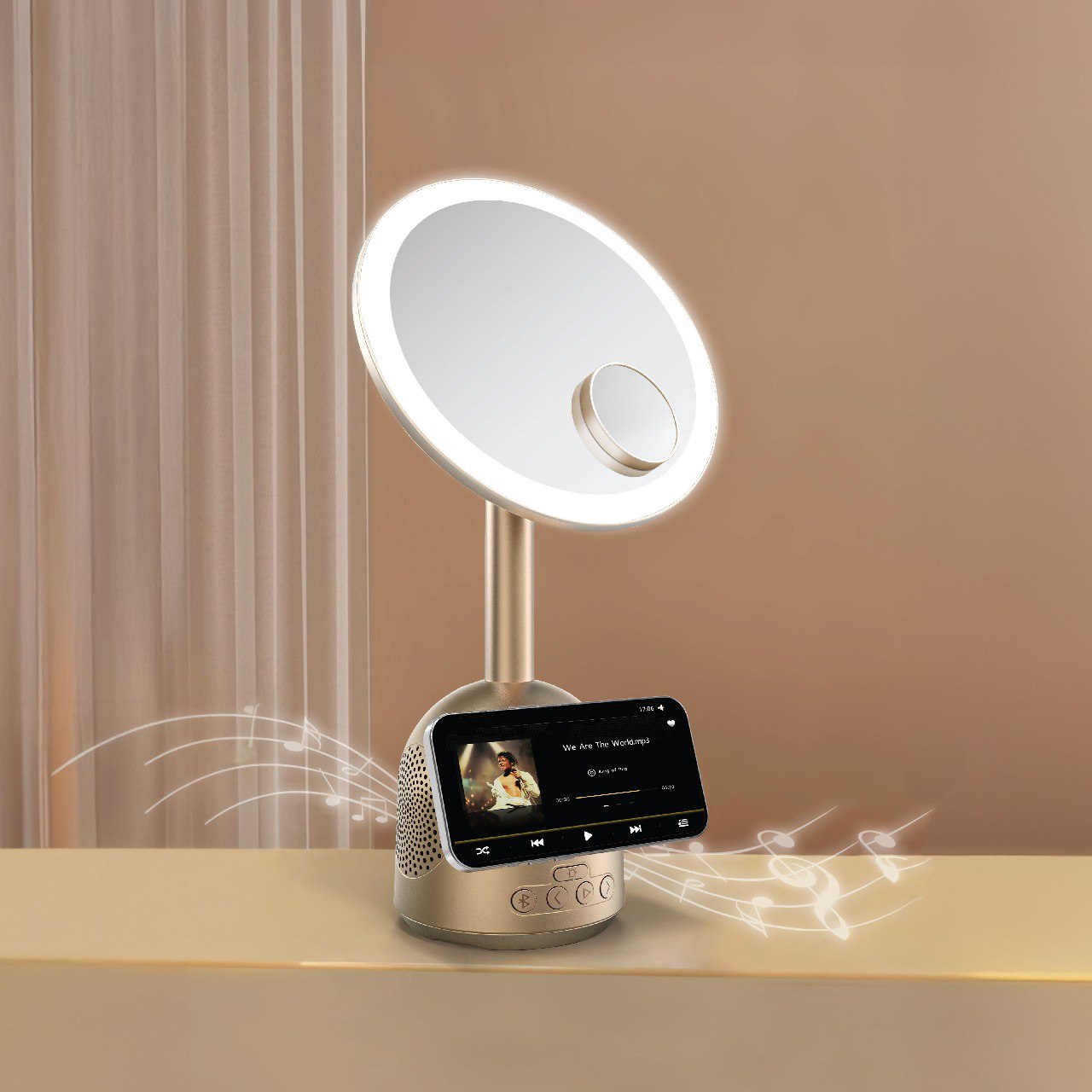 آینه آرایش با بلندگو و شارژر مگ سیف گرین Green Lion Makeup Mirror with Speaker and MagSafe Charger