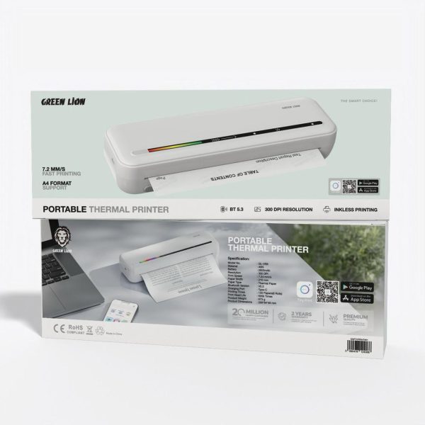 Green Lion Portable Thermal Printer - White Green Lion Portable Thermal Printer - White Green Lion Portable Thermal Printer