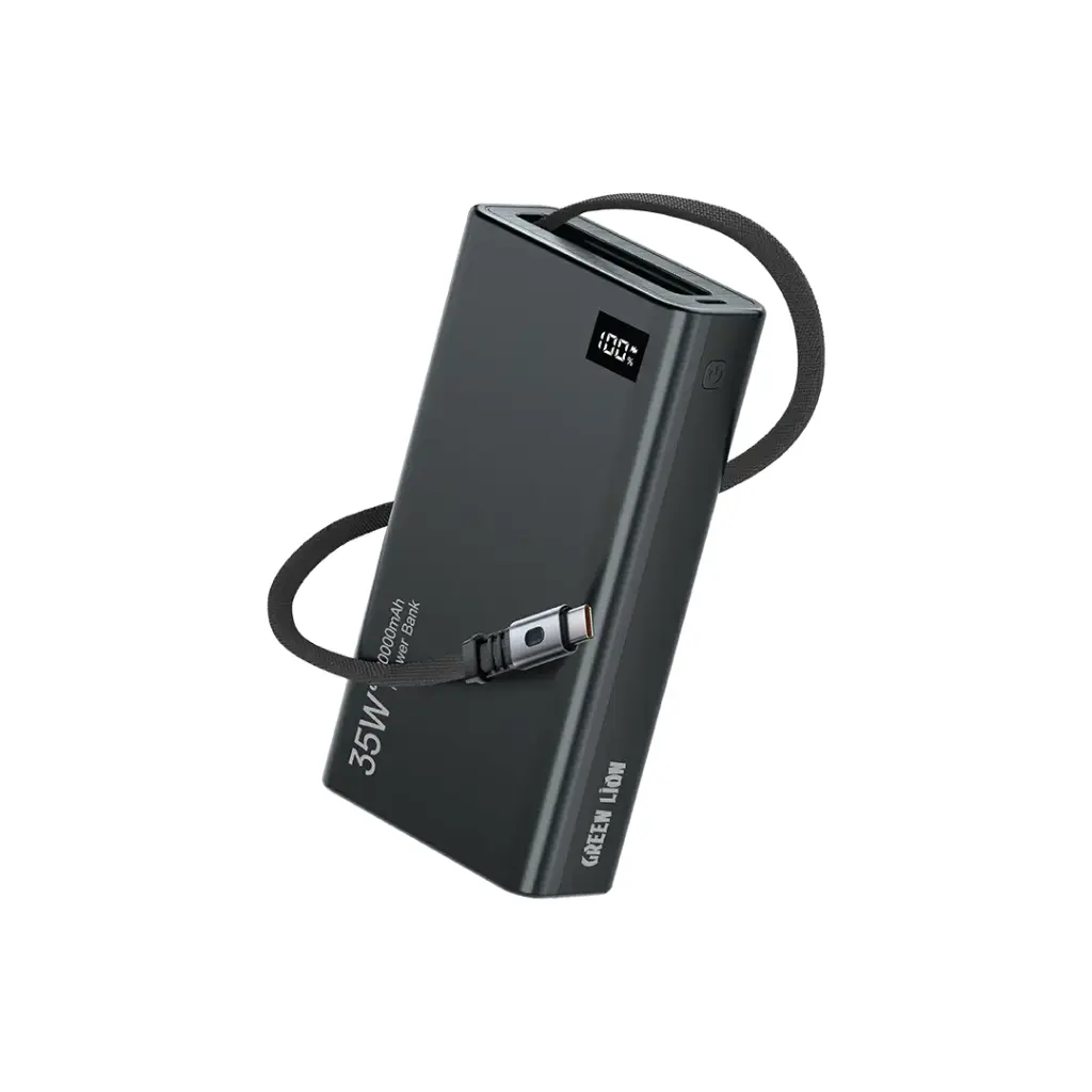پاوربانک جمع‌شونده 35 واتی 20000 میلی‌آمپر گرین Green Lion Retractable 35W 20000mAh PowerBank