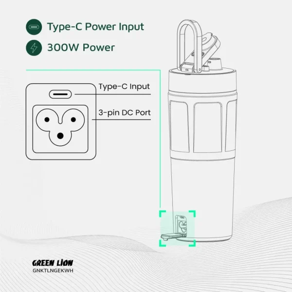 کتری برقی 600 میلی لیتری گرین Green Lion Kettle & Go