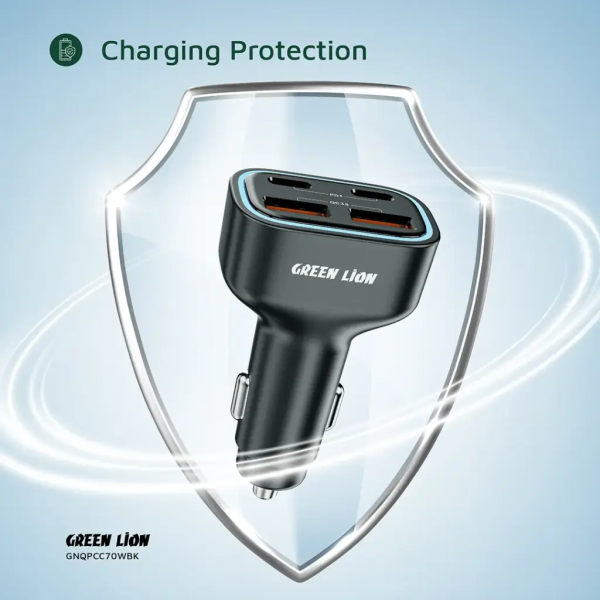 Green Lion Quad Port 70W Car Charger خرید