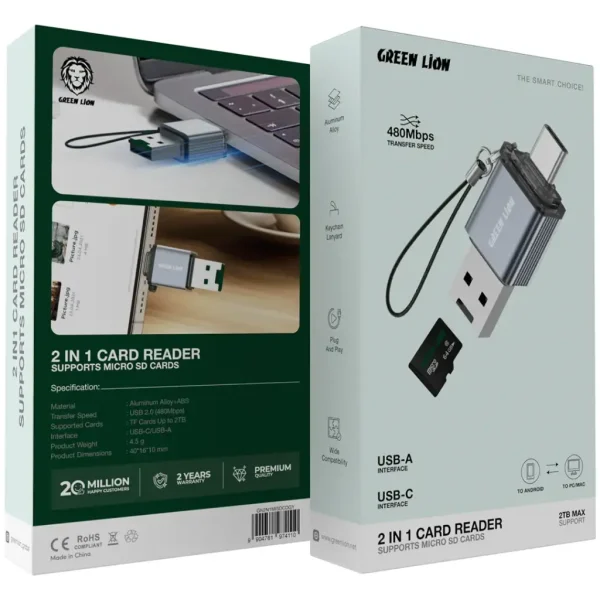 Green Lion 2in1 Card Reader with Micro SD Cards Support