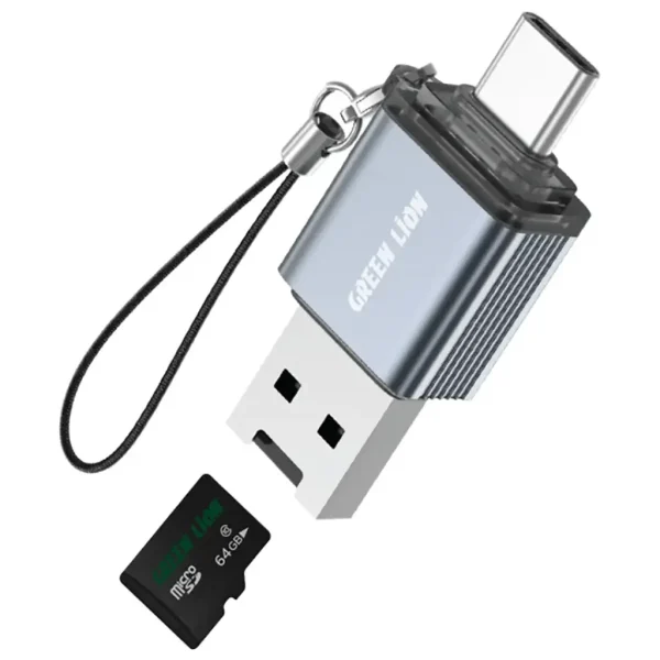 رم ریدر 2در1 با پشتیبانی از کارت‌های میکرو SD گرین Green Lion 2in1 Card Reader with Micro SD Cards Support