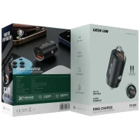 Green Lion Ring Charge Dual Port Car Charger PD 36w With C To C Cable