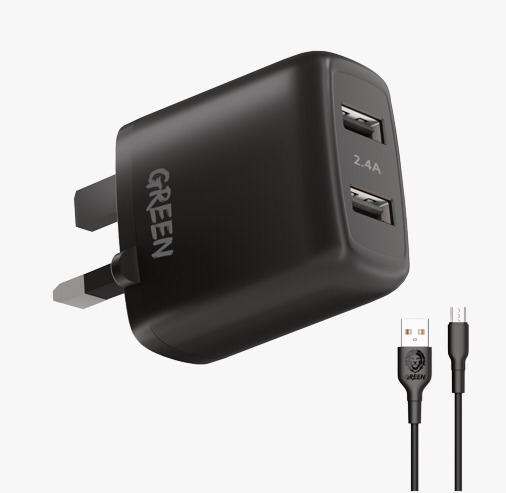 شارژر شارژر دیواری دو پورت 12 وات گرین