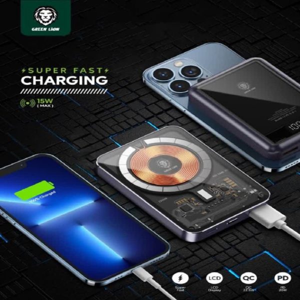خرید عمده Green power bank Transparent Magsafe