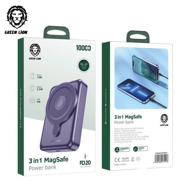 خرید Green 10000mAh 3 In 1 MagSafe Power Bank