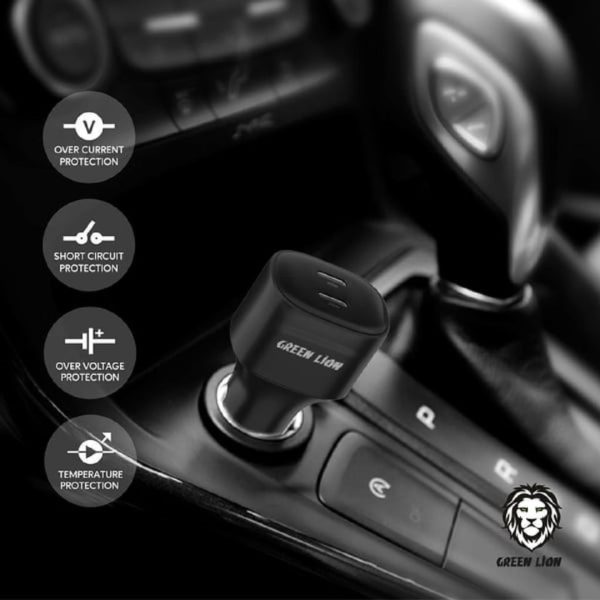 قیمت Green Dual Port USB-C Car Charger 45W