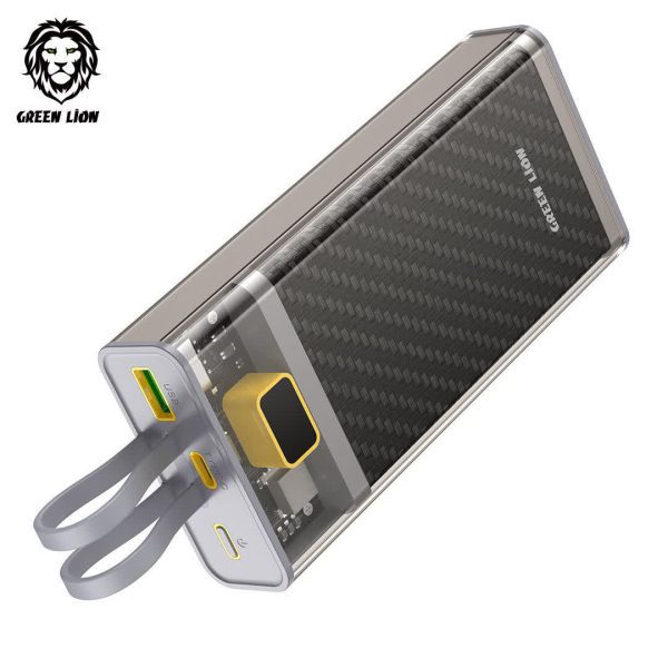 Green transparent2 with integreted cables powerbank خرید