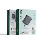 شارژر دیواری دو پورت سبز PD&QC
