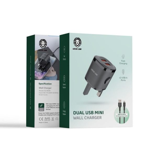 Green Dual USB mini wall charger