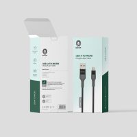 Green USB-A to Micro cable Braided