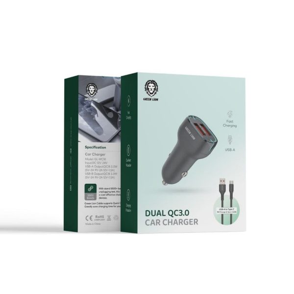 Green Dual QC 3.0 car charger