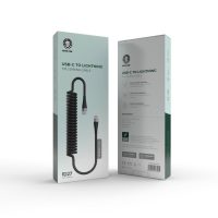 Green usb-c to lightning TPU spring cable