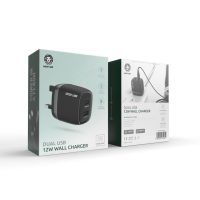 شارژر دیواری دو گانه 12 واتی سه شاخه گرین Green dual usb 12w wall charger