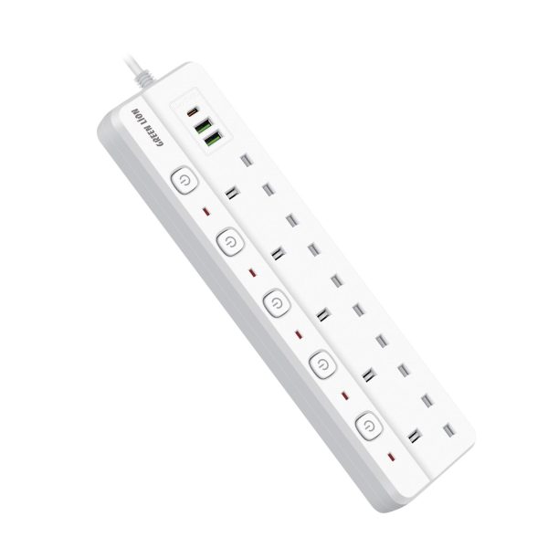 چندراهی برق 2500 وات سفید گرین Green Power Socket 2500W GNPOWS2USBWH