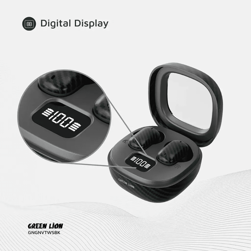 Green Lion Geneva True Wireless Earbuds - Black (1) قیمت هندزفری بلوتوث ژنو گرین Green Lion Geneva True Wireless Earbuds