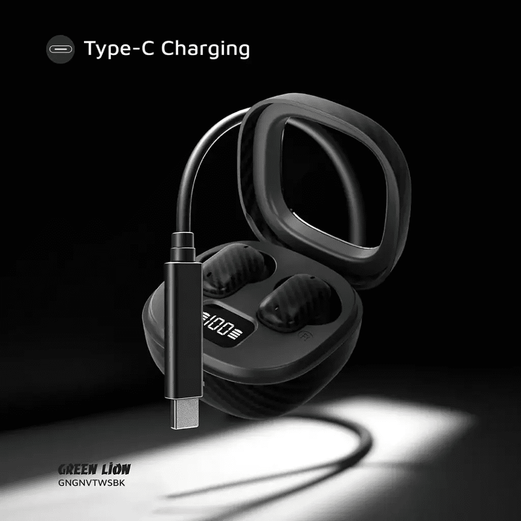 Green Lion Geneva True Wireless Earbuds - Black (4) هندزفری بلوتوث ژنو گرین Green Lion Geneva True Wireless Earbuds قیمت