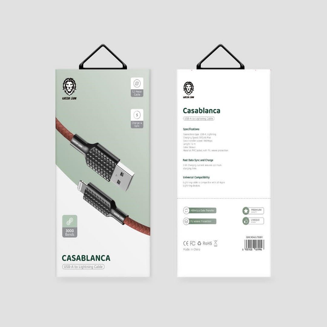 Green lion Casablanca USB-A to Lightning Cable