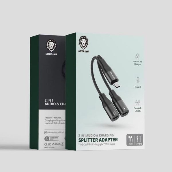 Green 2in1 audio&charging splitter adapter
