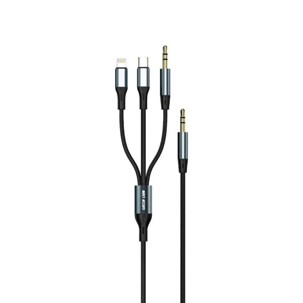 خرید Green 3 In 1 AUX Cable (1.2m)