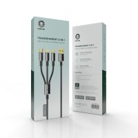 Green transparent 3in1 usb-a to type-c+lightning+micro