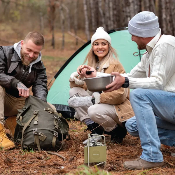 Green 3-Burner Foldable Camping Stove